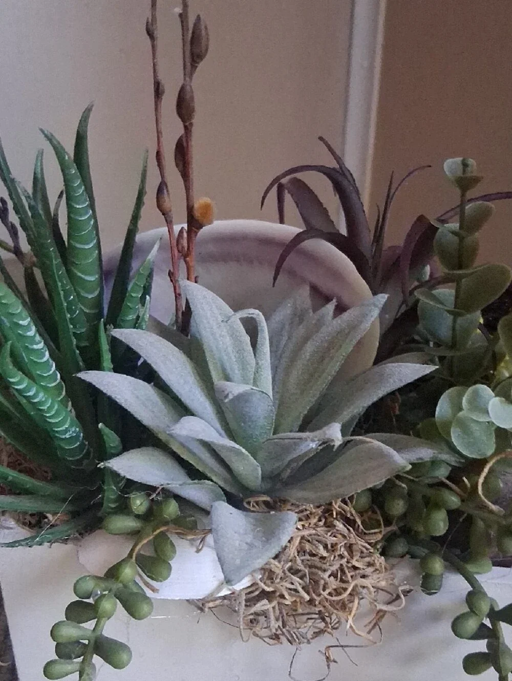 Home Accents Faux Succulent Arrangement in White Planter